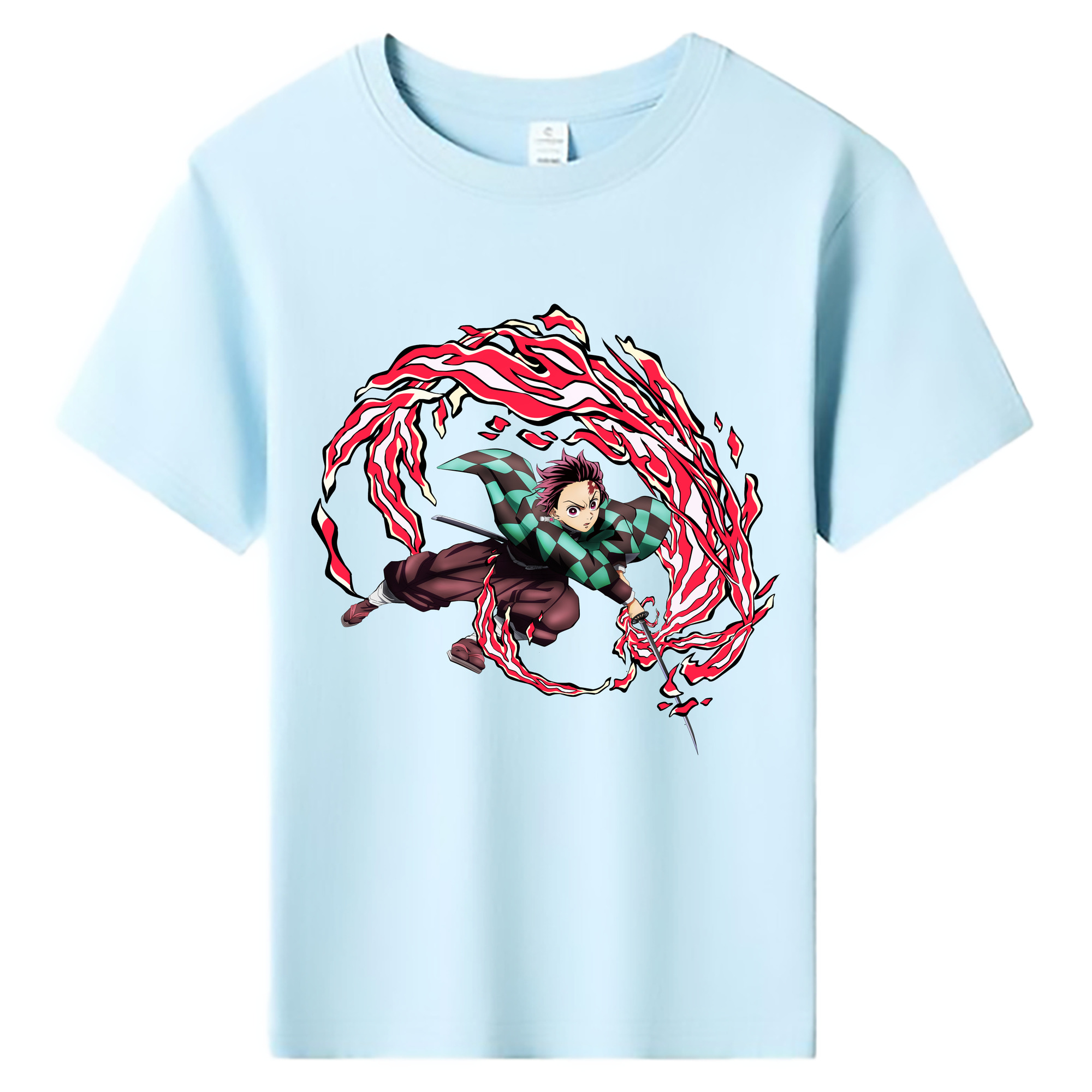 （画像用） 鬼滅の刃 竈門 炭治郎／かまど たんじろう Kamado Tanjirou 綿100％キッズTシャツ（フロントプリント）